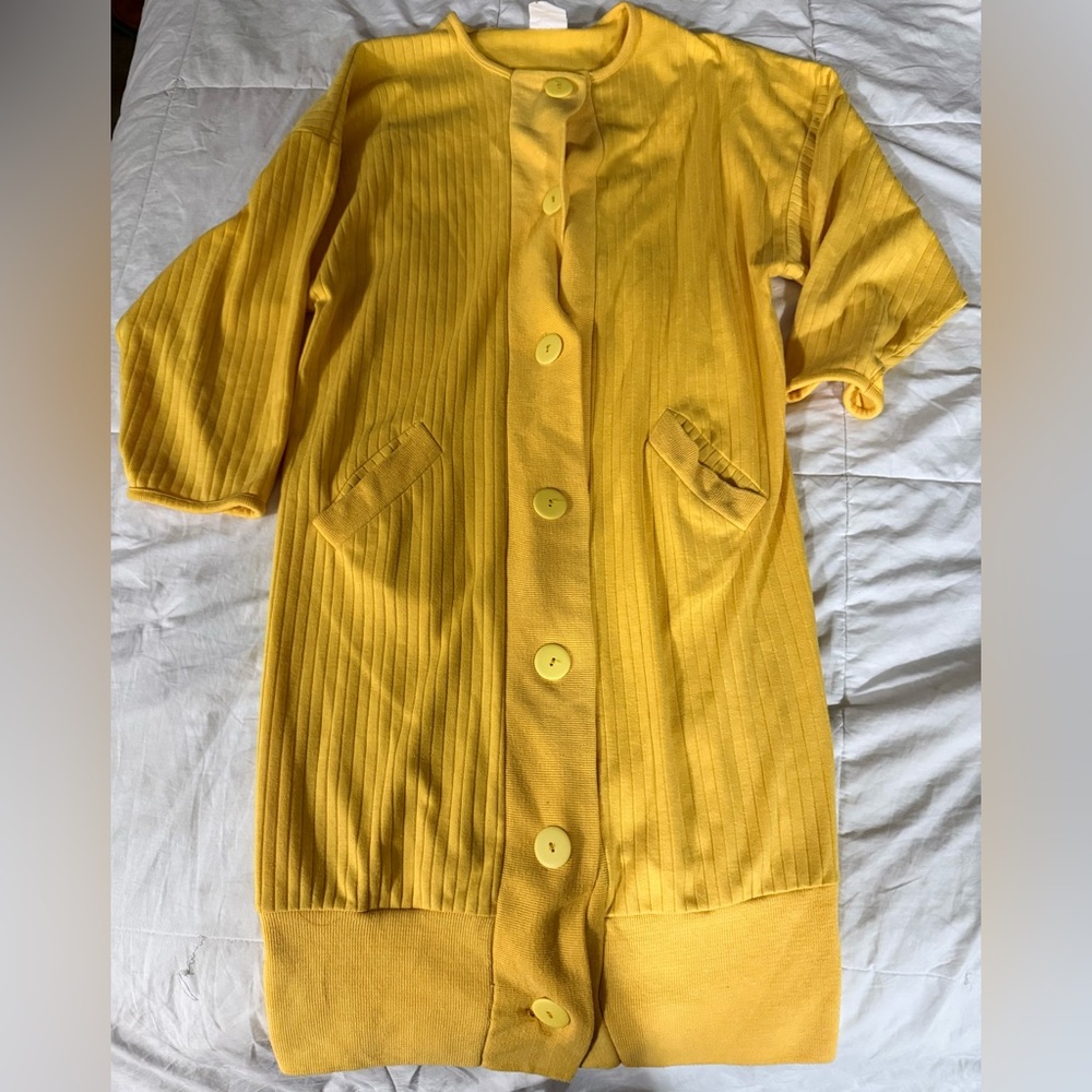 Gang Sport vintage retro bright yellow funky cardigan with huge big buttons 💛